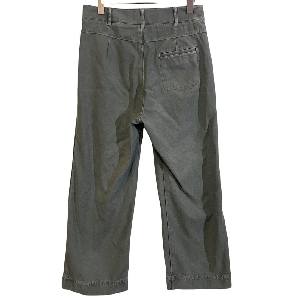 Marine Layer Love Me Tender Wide Leg Crop‎ Pants in Sage Green, Women's Size 8